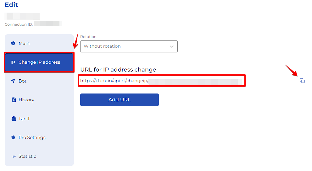 iProxy Alterar URL do IP