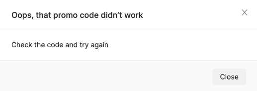 Promo code Error