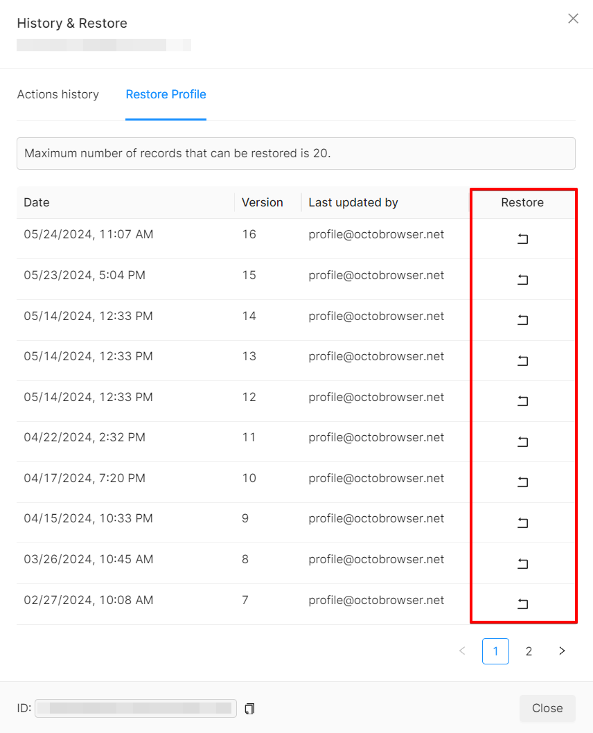 Profile Restore