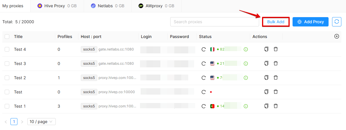 Bulk Proxy Add