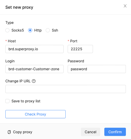 Bright Data Proxy Setting in Octo Browser