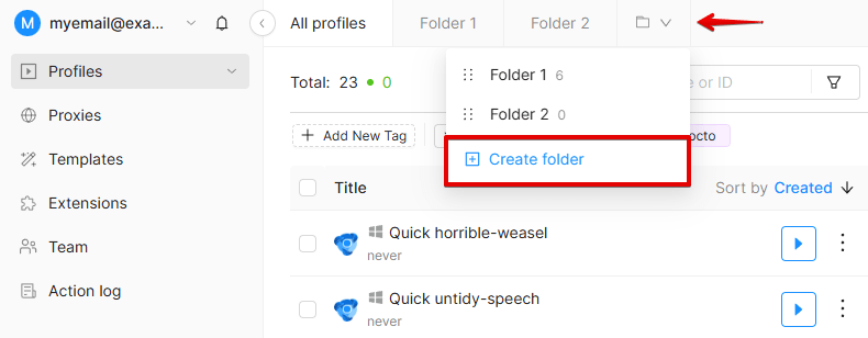 Creating a folder Creating a folder