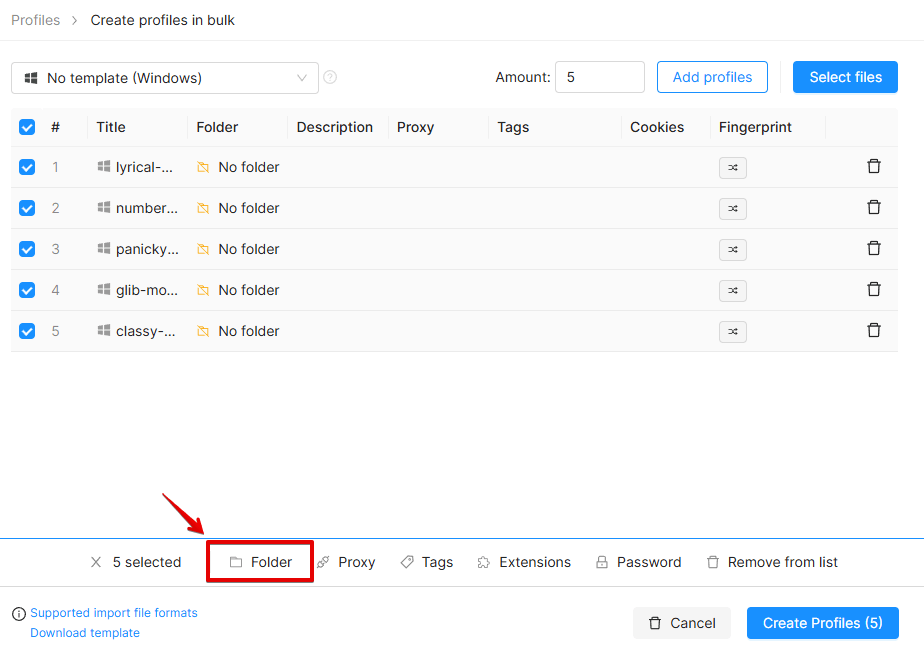 Folders mass actions Folders mass actions