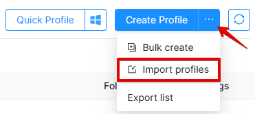 Importação de Perfil Importação de Perfil