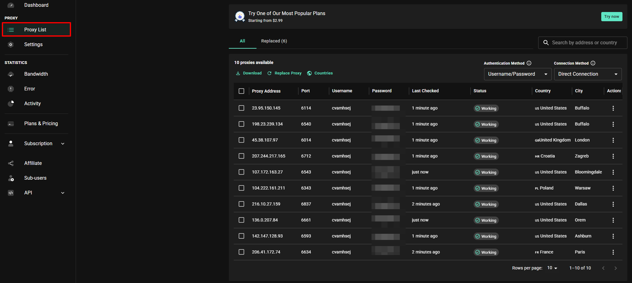 Webshare Proxy List