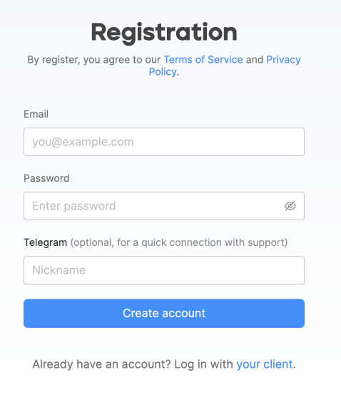 Formulário de registro